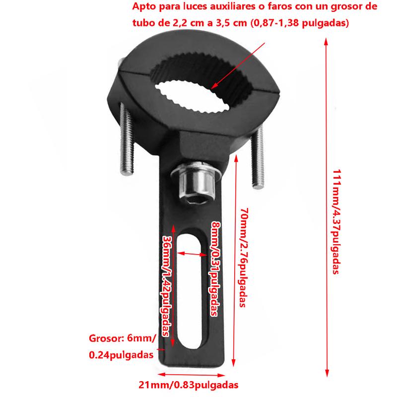 Extension Support Clamps for Auxiliary Lights Or Headlights With Tube Thickness From 2.2cm To 3.5cm