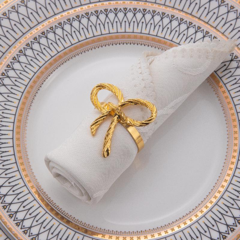 Elegant Gold Bow Tie Napkin Ring - Chic Wedding Table Accessory