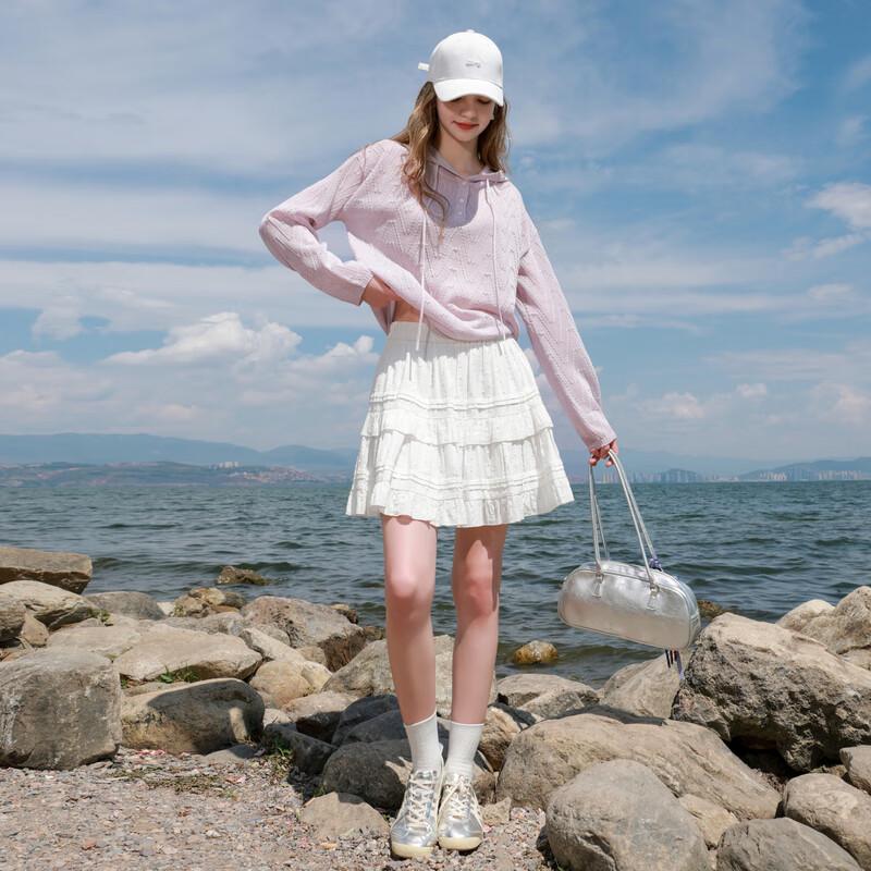 San Cai 2025 Autumn Loose Hooded Knitted Pullover Sweater