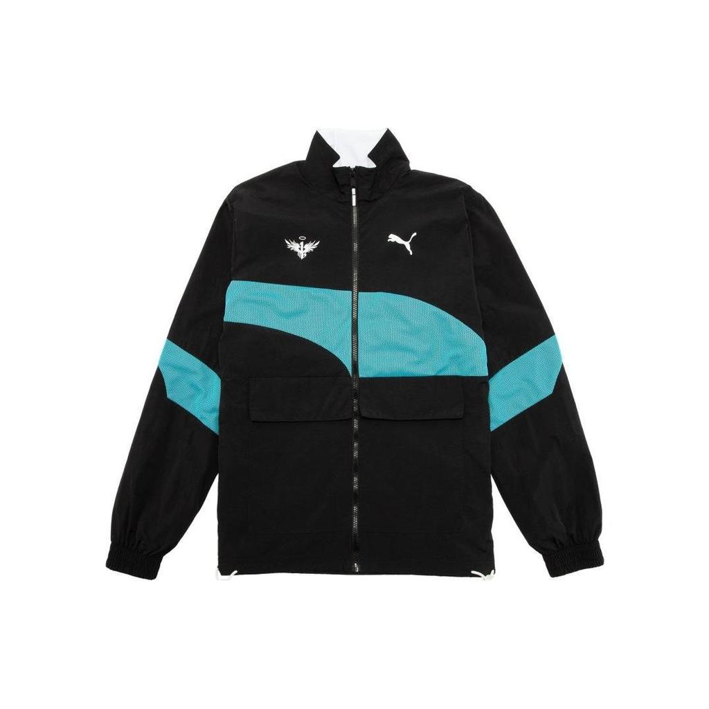 Puma Logo Print Zip Stand Collar Jacket Men Jackets Black 537997-01