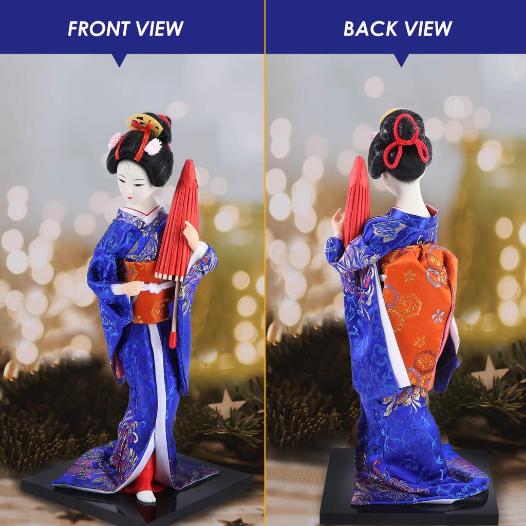 GANAZONO Japanese Doll, Dancing Maiko Geisha Doll, Japanese Souvenir, Present, Decoration, Room Decoration, 30cm (Gray)
