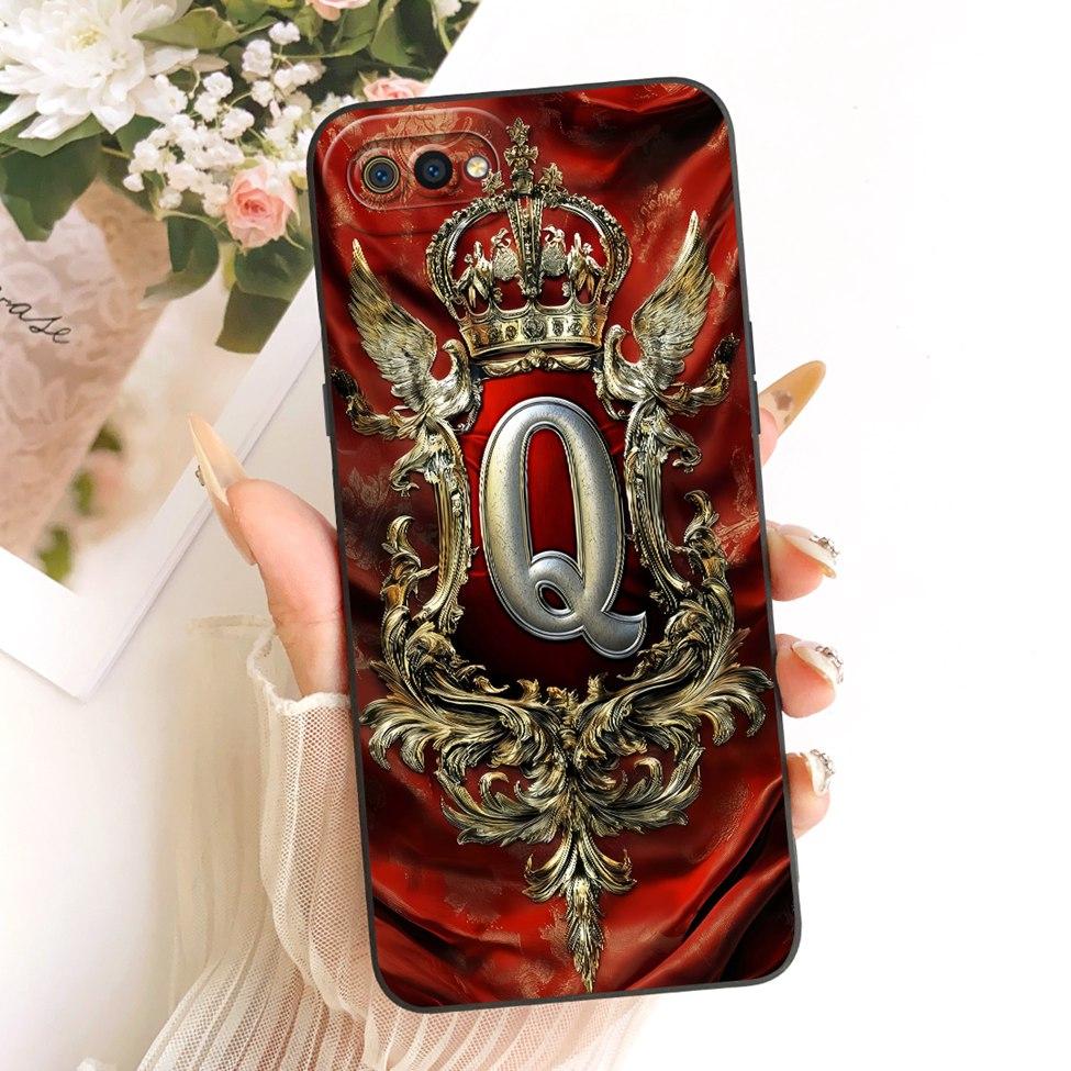For Realme C2 Case Cover Luxury A-Z Letters Fashion Crown 2D Painted Silicone Casing For Realme RMX1941 RMX1945 RMX1943