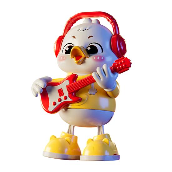 Electric Dancing Rock Duck Toy with Light Music Cartoon Guitar Duck Walking Swing красный