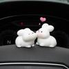 2 Stück Kawaii Kussgesicht Hase Kätzchen Puppe Auto Dekor Lustige Harzenten Frösche Figuren Auto Innenraum Armaturenbrett Niedliche Auto Zubehör