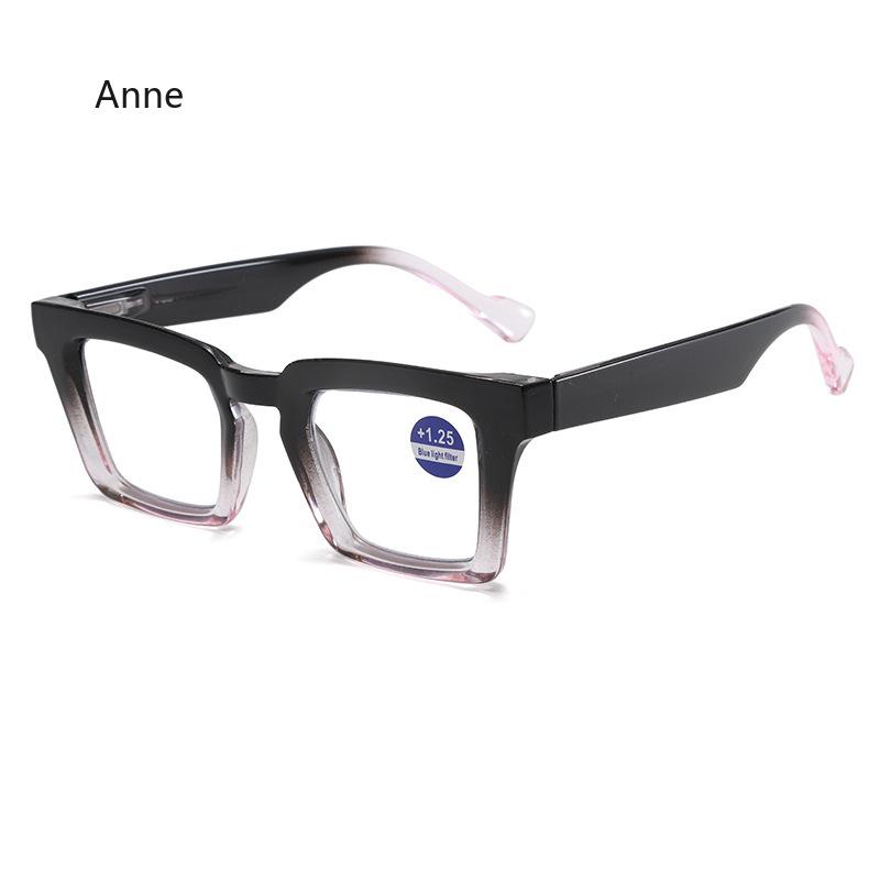 New Fashionable Large Frame Reading Glasses with Spring Legs Multi-colour Anti-blue Light Presbyopia Glasses for Men and Women