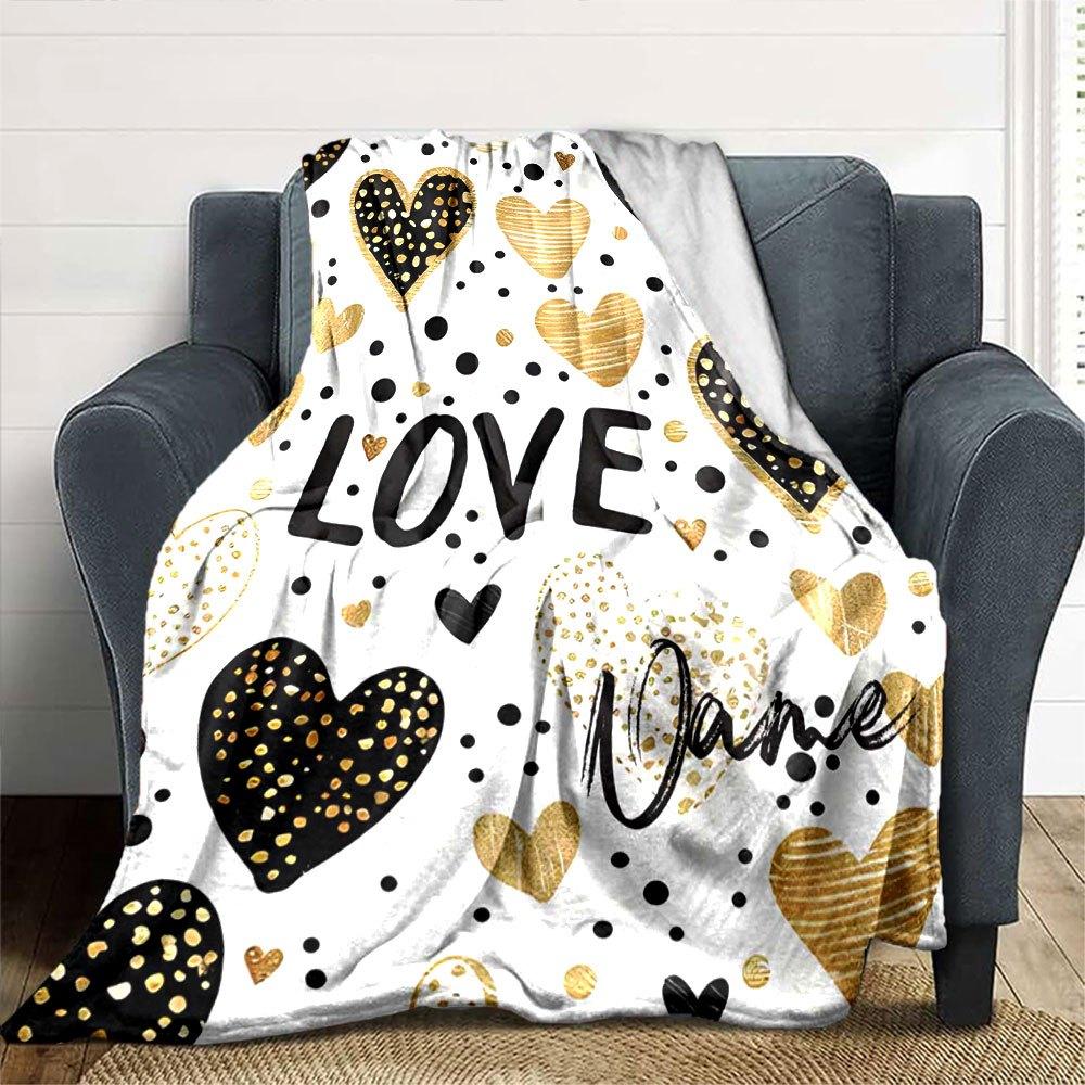 Love Hearts Home Customize Your Name Blankets Soft And Cozy Lightweight Versatile For All Seasons Perfect For Picnics Sofa Office Bed Living Room