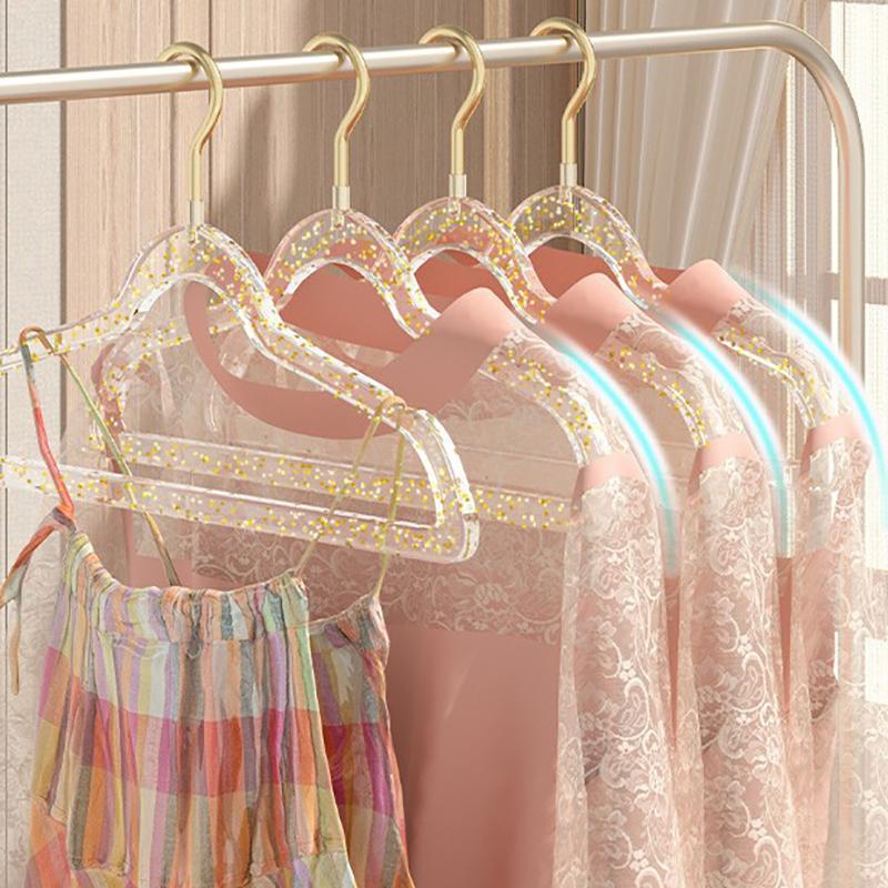 Clothes Rack Women'S Traceless Household Transparent Plastic Clothing Store Gold Powder Drying Rack