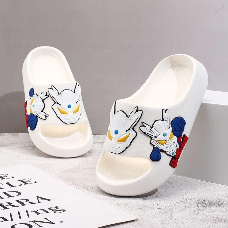 Classic And White Bold Color Eva Slippers For Boys With Cartoon Design Perfect For Summer Fun