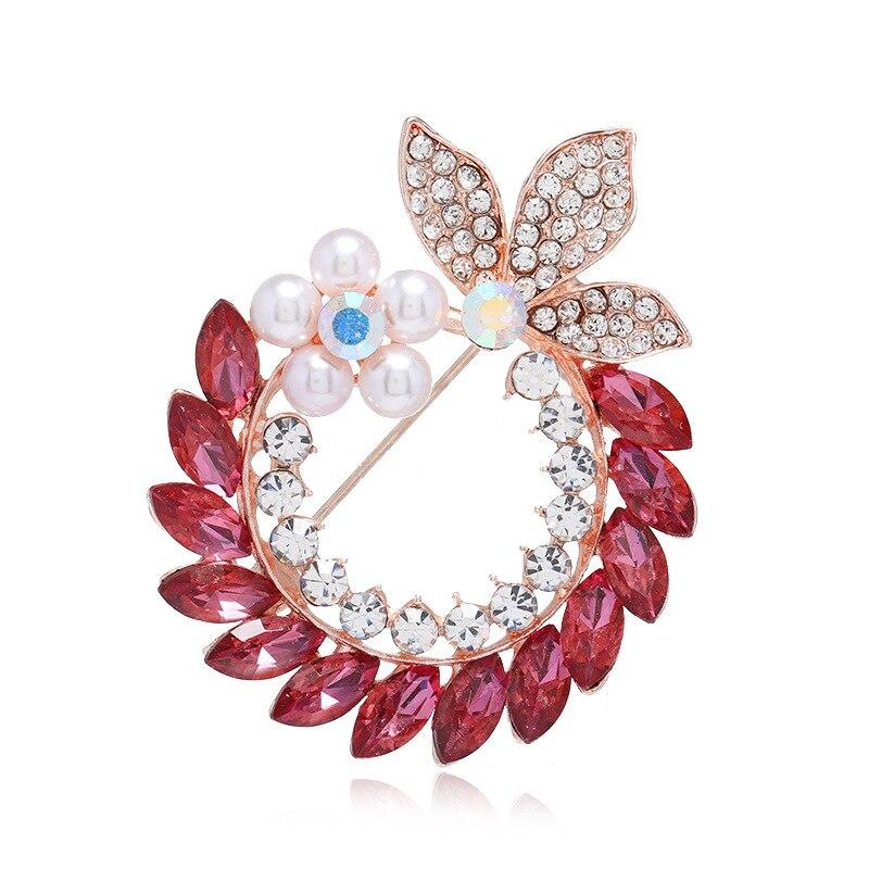 Blucome Broches de Flores de Pedrería Para Mujer Elegante Pin de Boda Corsage Joyería de Invierno 5 Colores Disponibles Alta Calidad
