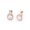 Classic Versatile Stone Set Rose Gold Princess Square Earrings Gold Plated Fashion No Pierced Earrings Geometric Earrings Women's