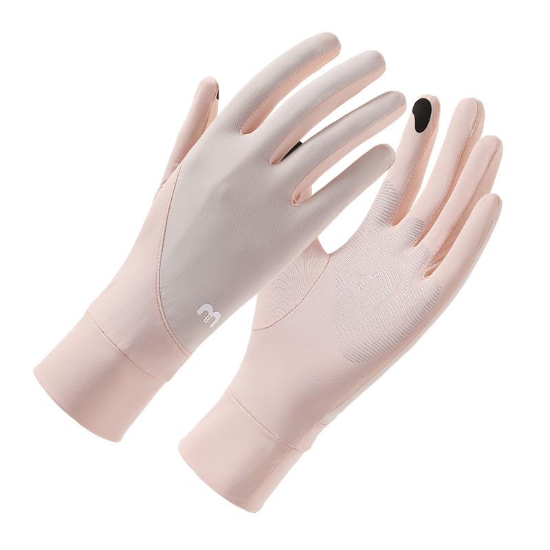 Sunscreen Gloves Summer Women UV Protection Color Matching Outdoor Touch Screen Non-slip Driving Sports Cycling Original Yarn Ice Silk Gloves