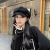 Octagonal Hat Women's Autumn and Winter Retro Literary and Artistic Versatile Woolen Hat Metal Label Duck Tongue Beret Showing Face Small Painter Hat
