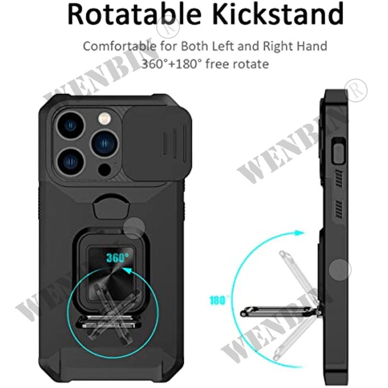 Hülle für IPhone 15 14 Pro Max 13 12 Pro Max 8 7 Plus Mini SE Schwerlastschutz mit verschiebbarer Kameraabdeckung und Kartenhalterabdeckung