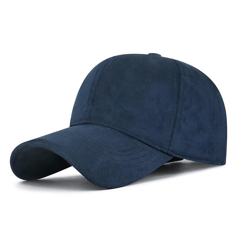 Fleece-lined baseball cap for men and women, made with ultra-soft velvet plush fabric, solid color, warm and cozy duckbill cap Adjustable тёмно-синий