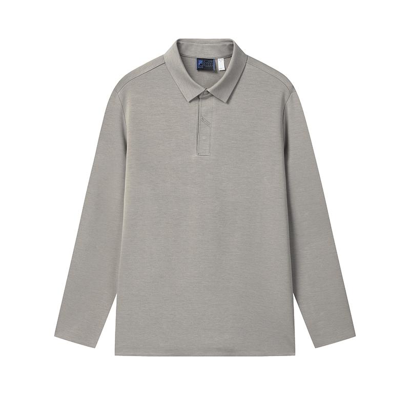 Fila Blue Business Casual Comfortable Breathable Knitted Long Sleeve Polo Shirt Men Tops Moon-Gray F11M542215FGY