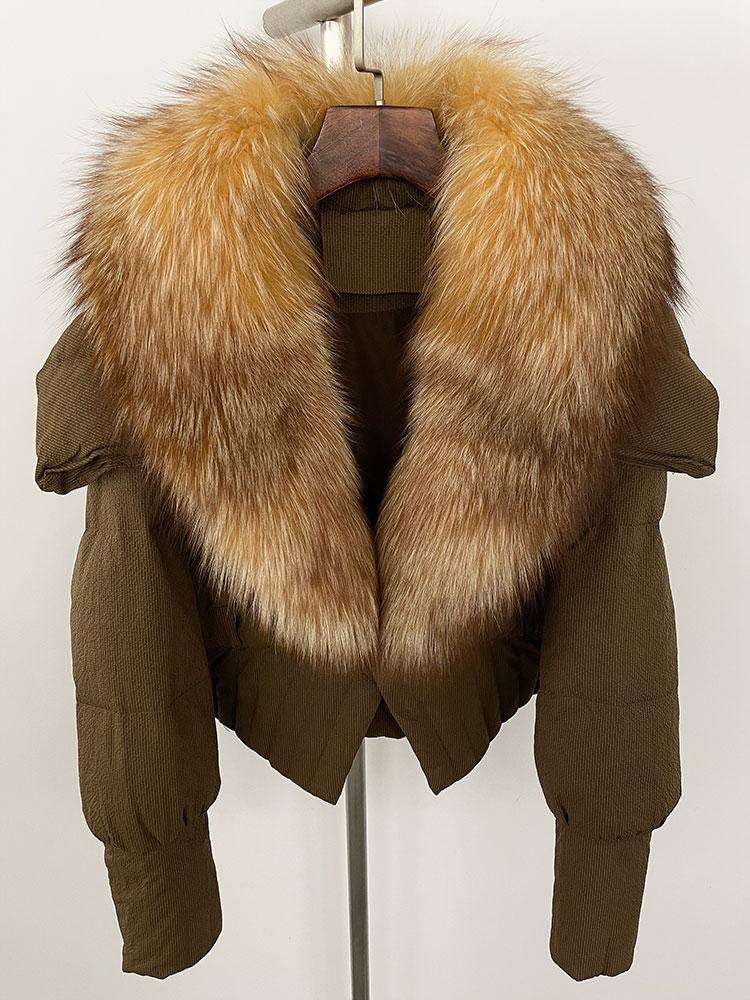 OFTBUY Down Jacket Women 2024 New Winter Natural Real Raccoon Fox Fur Collar Short White Duck Down Coat Thick Warm Casual Outerwear