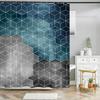 Hexagonal Geometry Bathroom Shower Curtain Waterproof Bathroom Curtains Polyester Bath Curtain Bathtub Bathing Cover with Hooks