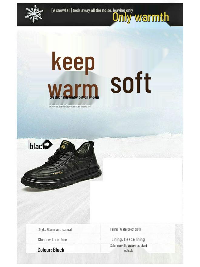Men's Winter Cotton Snow Boots - Fleece Lined, Thickened & Comfortable Casual Sports Shoes