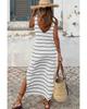 Azura Exchange Maxi Dress with Stripe Print and Open Back Slits