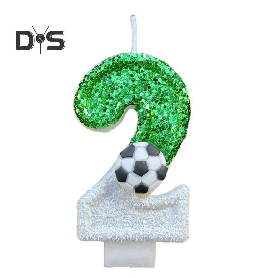 

Свеча на футбольный день рождения, экологически чистая, без запаха, с блестками, простая в использовании, долговечная, с цифрами от 0 до 9, украшение для торта 2