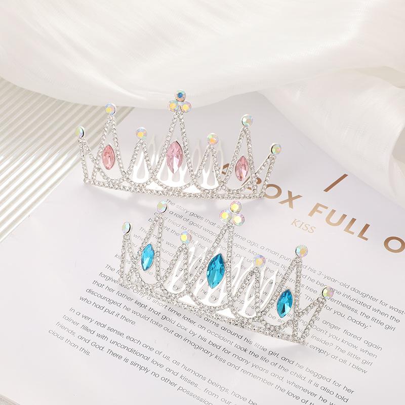 Children's Birthday Crown Hair Comb Princess Fashion Rhinestone Hair Plug Holiday Show Sweet Hairpin Accessories