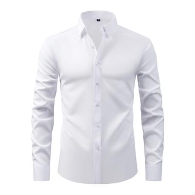 Leichtes Stretch Herrenhemd Langarm Einfarbig Modisch Lässig Business Strickjacke