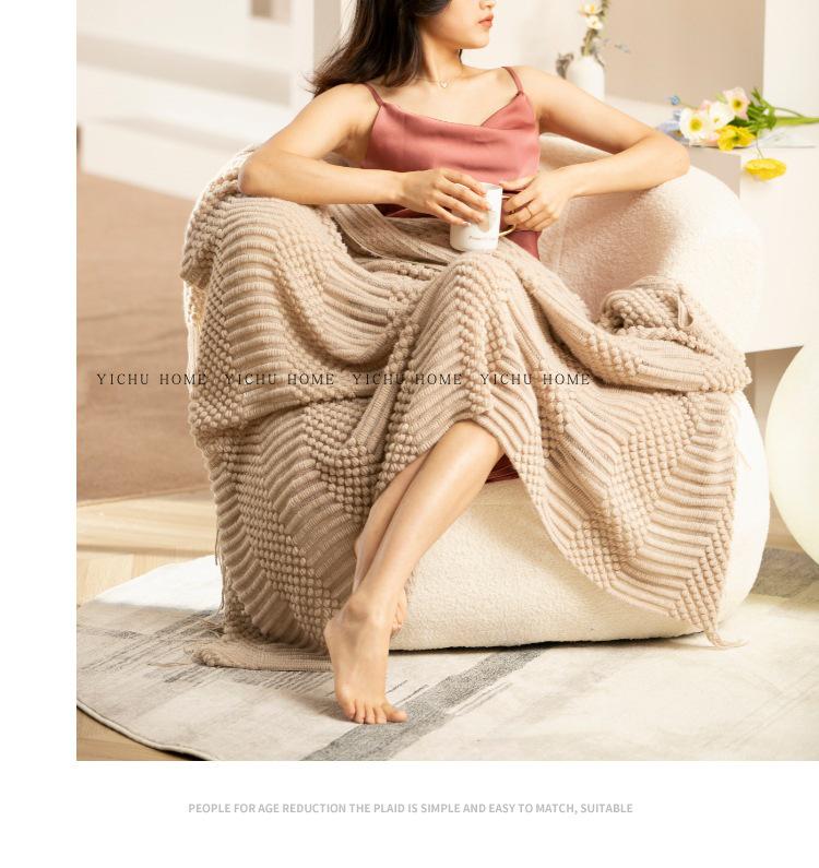 Light Luxury Solid Color Sofa Blanket - Air Conditioning, Decorative, Office Nap, Homestay, Autumn/Winter Use