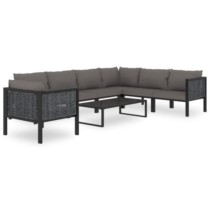 VidaXL Salon de jardin 8 pcs avec coussins Résine tressée Anthracite