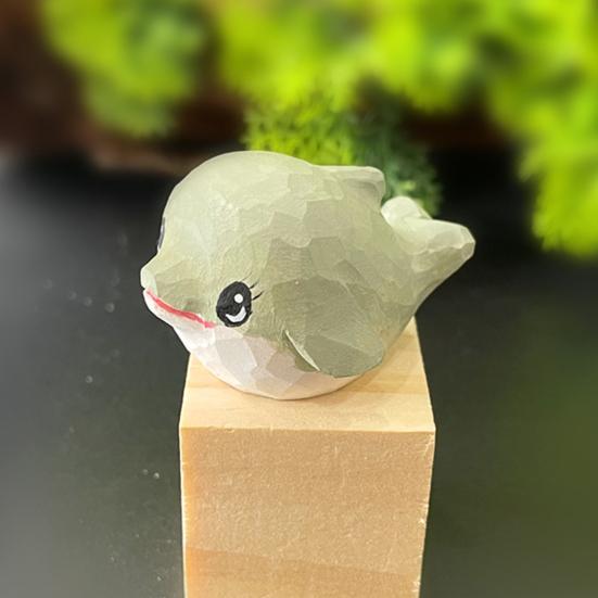 Hand-Carved Wooden Dolphin Figurine Cute Dolphin Statue Ocean Animal Desk & Home Decor, Handmade Wood Dolphin Ornament, Unique Gift for Animal Lovers