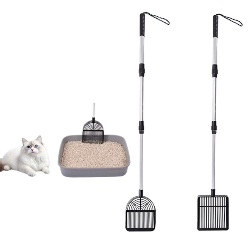 Adjustment 3 Section Stainless Steel Cats Litter Scoops Waste Shovel With Extendable Handle For Multiple Cleaning Task