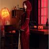 Halloween Costume Vintage European Medieval Gothic Dark Red Court Gown Stage Performance Dress Women