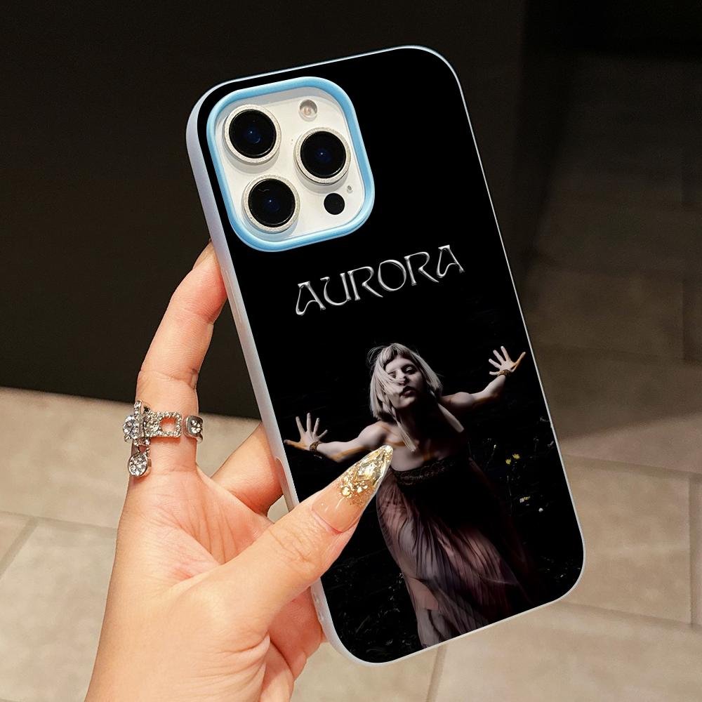 Aurora Aksnes Jelly Double Layer Light Blue Mobile Phone Case for iPhone 17 16 15 14 13 12 11 Air Pro Max Plus Protective