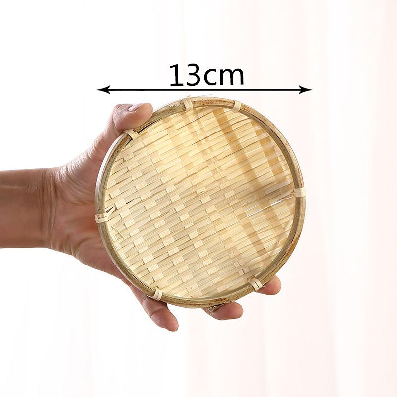 Bamboo woven basket household steamed bread basket bamboo dustpan bamboo plaque snack basket small tray fruit basket decorative plate fruit