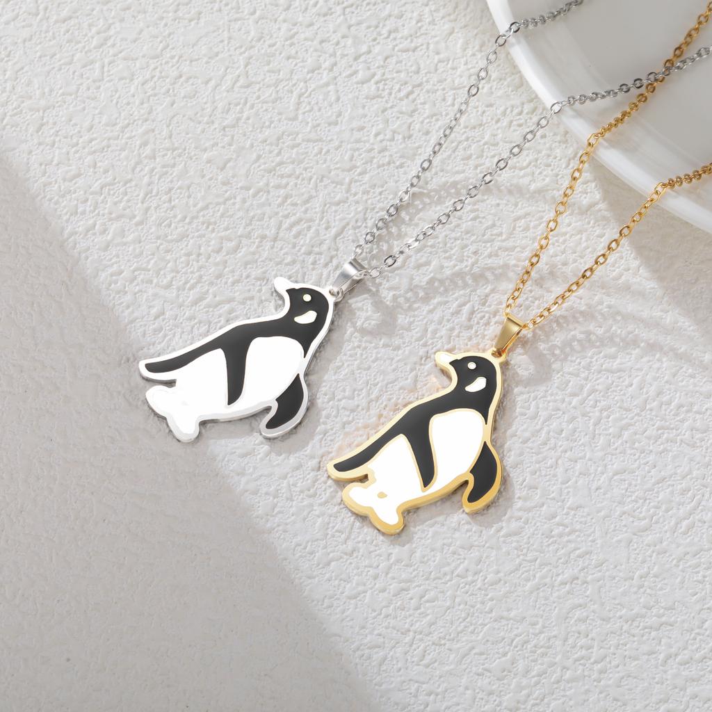Cazador Stainless Steel Cute Animal Penguin Women's Necklace Trend Pendant Necklace Jewelry Birthday Valentine Gifts New