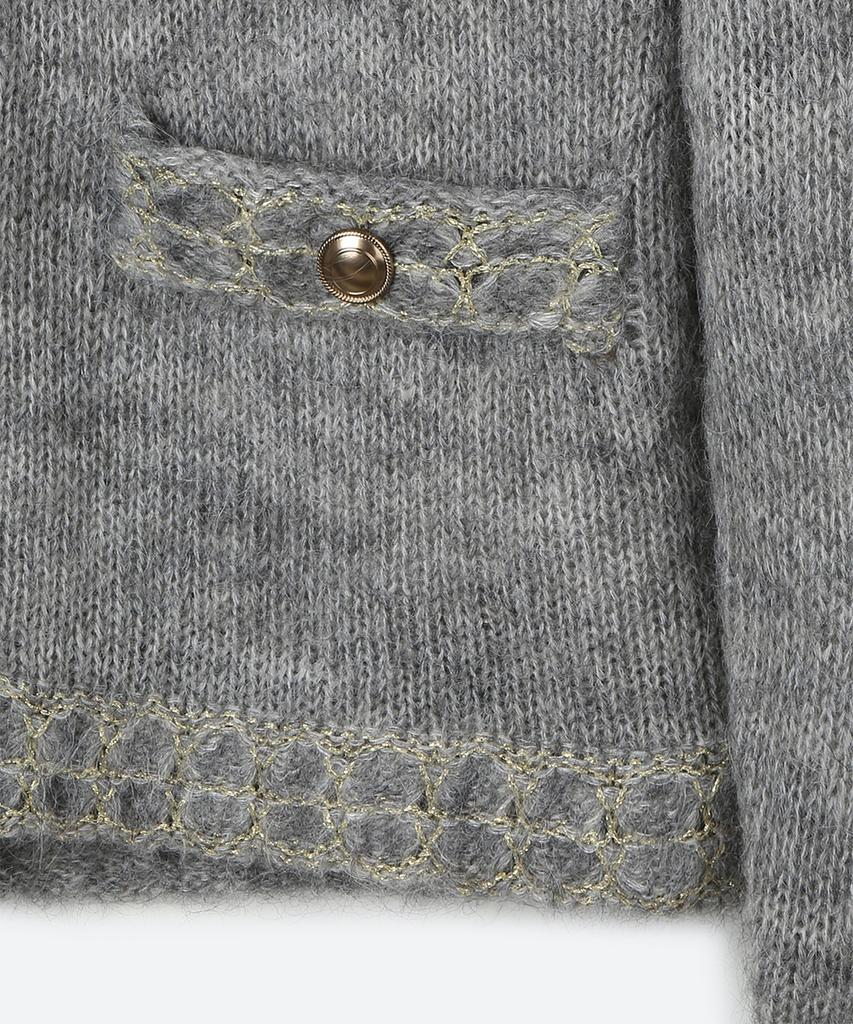 Moonsun Unisex, Mohair Tweed Cardigan Jacket / Melange Gray