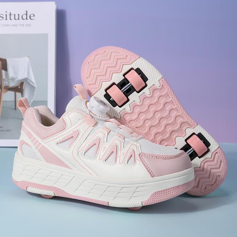 Öğrenci Paten Ayakkabıları Dönen Düğme Dört Tekerlekli Paten Paten Ayakkabıları Paten Kayma Çıkarılabilir Tekerlekli Çocuk Ayakkabıları