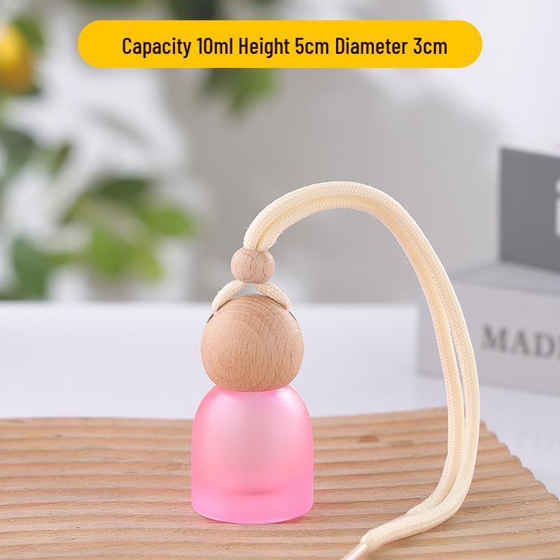 Frosted Glass Car Diffuser Bottle with Lanyard for Essential Oils - Refillable and Ideal for Home or Wardrobe Decor.