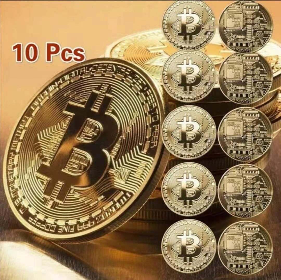 

10 шт. позолоченная памятная монета Биткойн, коллекционная монета, художественная коллекция, подарок 1PCS золотой
