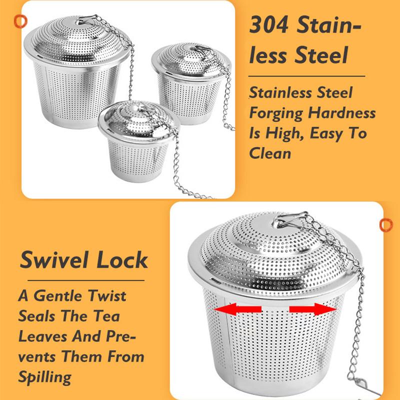 304 Stainless Steel Chain Tea Leaf Infuser Filter Hot Pot Brine Kitchen Soup Seasoning Ball Creative Mesh Herbal Spice Filter