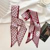 Luxury  Scarf Red Stripe Printing Women Scarf Bag Hair Skinny Silk Scarves Lady Foulard Neckerchief Headband