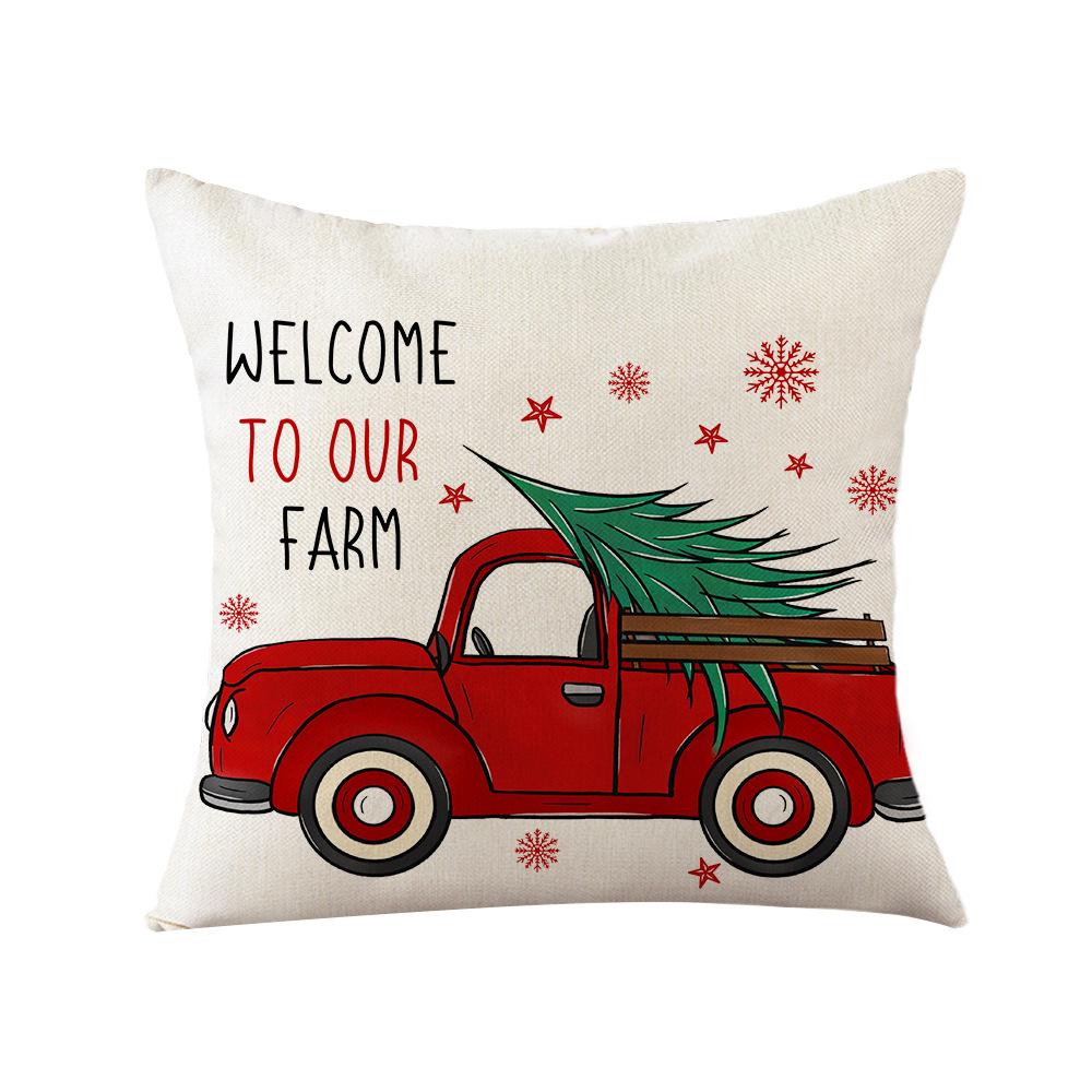 Christmas Pillow Live Linen Printed Sofa Pillow Cover Santa Living Room Cushion Cover