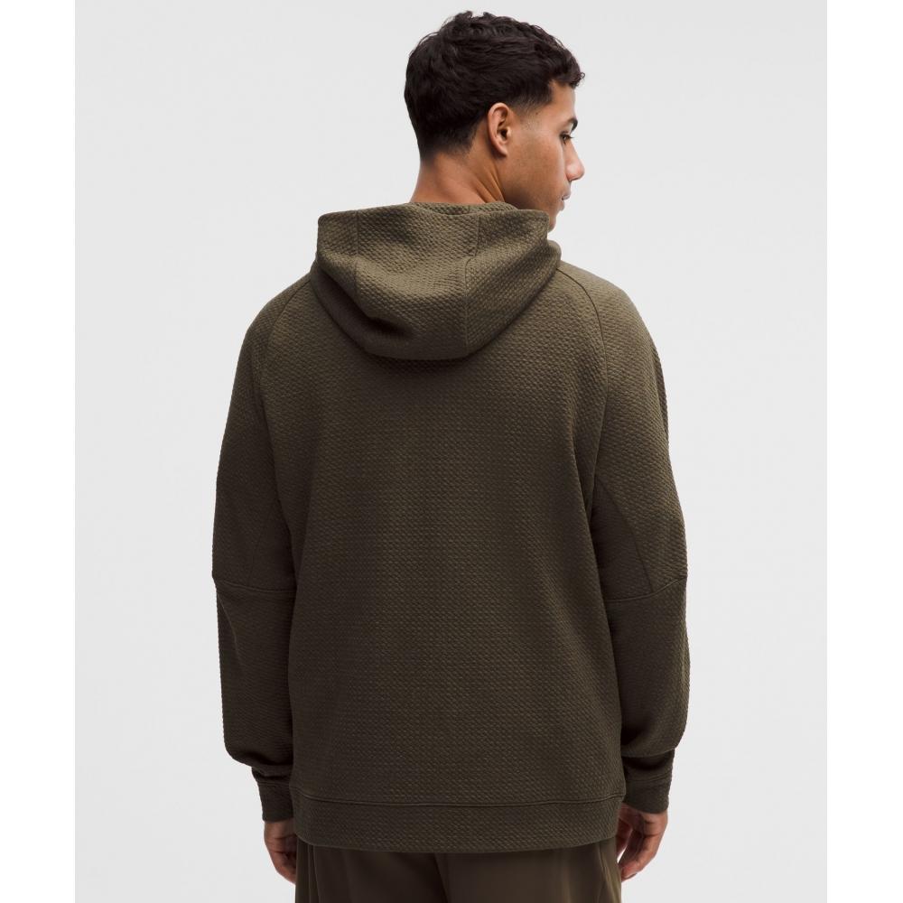 Lululemon Textured Double Knit Cotton Hoodie Heathered Olive Brown Black