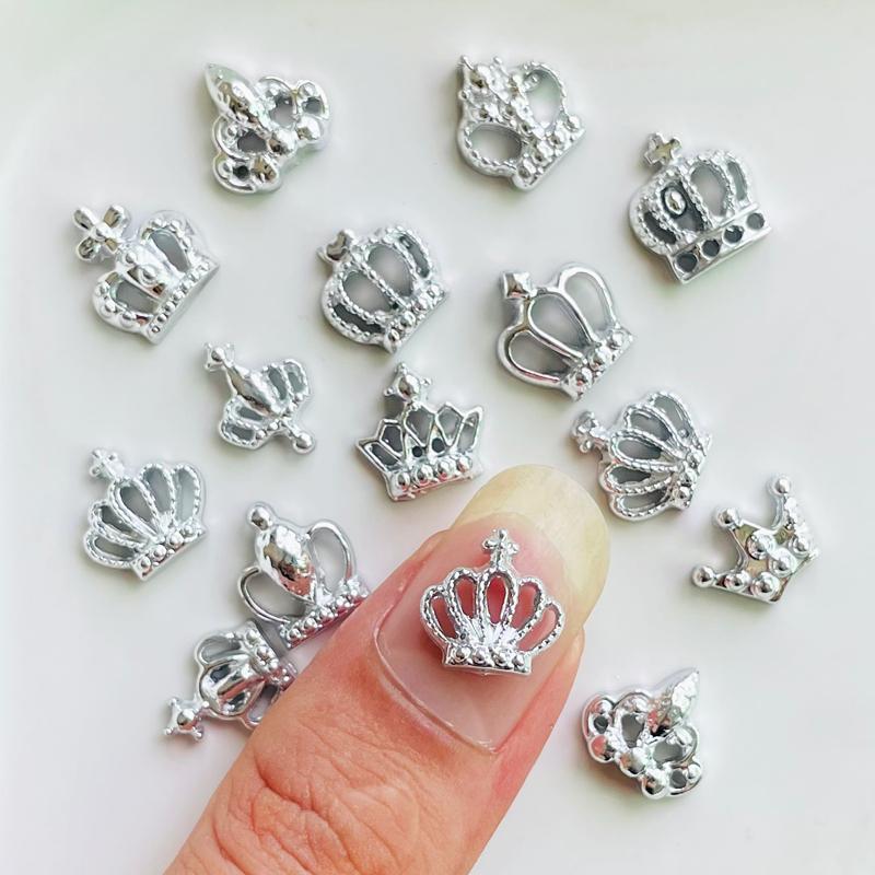 

50 Pcs Small Multiple Styles Of Silver Crowns Series Nail Art Flatback Resin Figurines Diy Atures Scrapbook Decoration Crafts A137