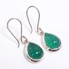 Solid 925 Sterling Silver Green Onyx Pear Gemstone Earrings Bezel Setting Earrings Drop Earrings Gift For Her