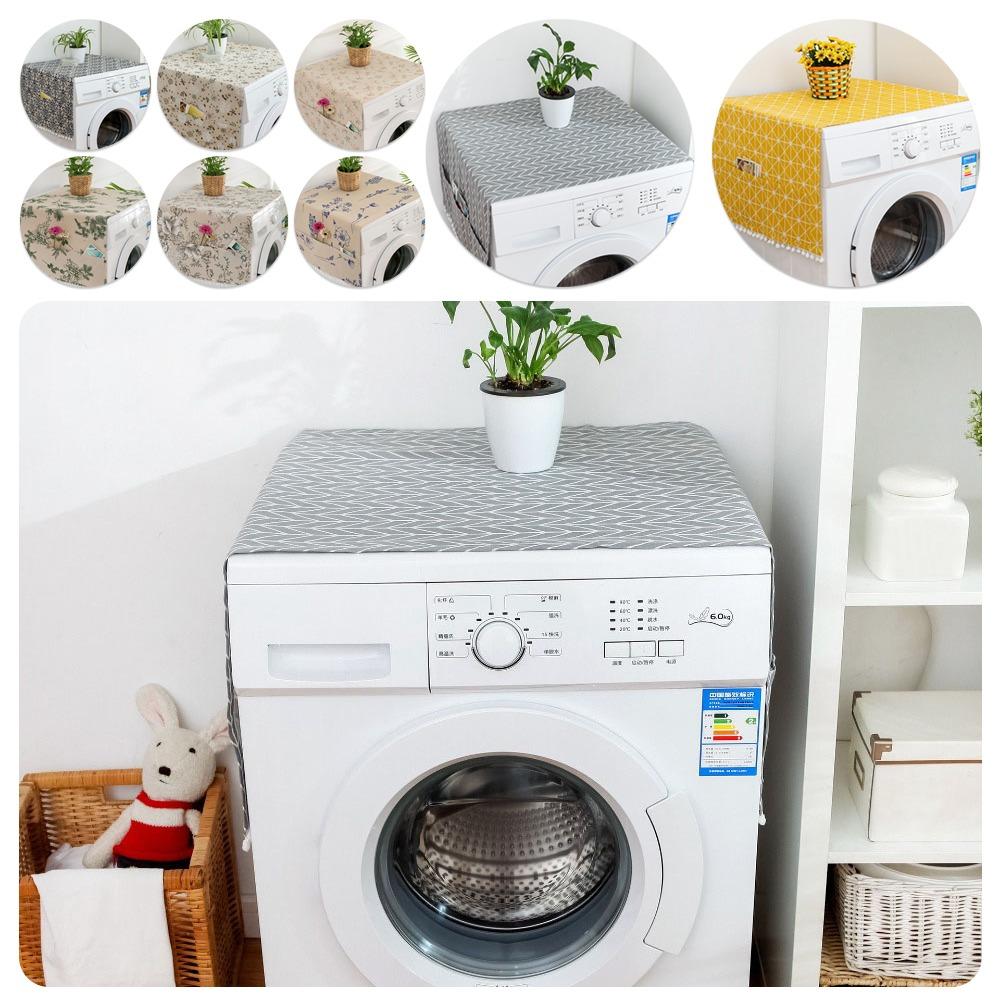 Rustic Style Washing Machine Dustproof Cover Printing with Pocket Dryer Dust Cover Multi-purpose Washable