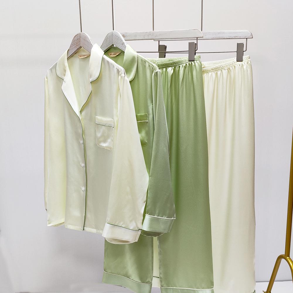 Women's 100% Mulberry Silk Pajama Set - 19 Momme, Long Sleeve, Long Pants, Plus Size, Autumn/Summer.