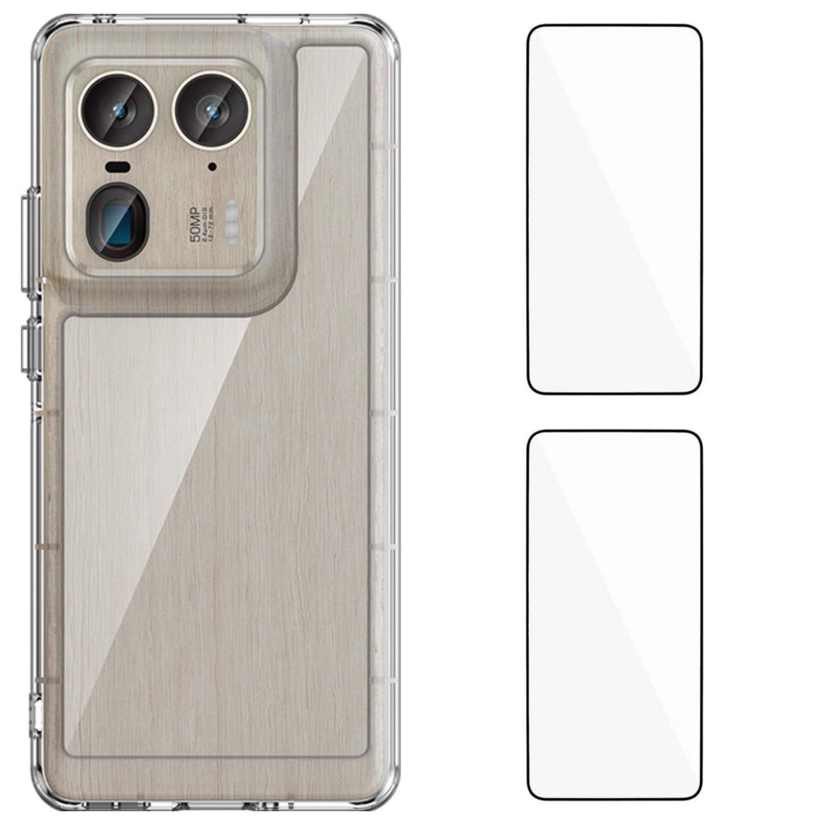 

For Motorola Edge 50 Ultra 5G Clear Phone Case WANLONFENG MF2 Series TPU Acrylic Cover with 2Pcs Tempered Glass Transparent