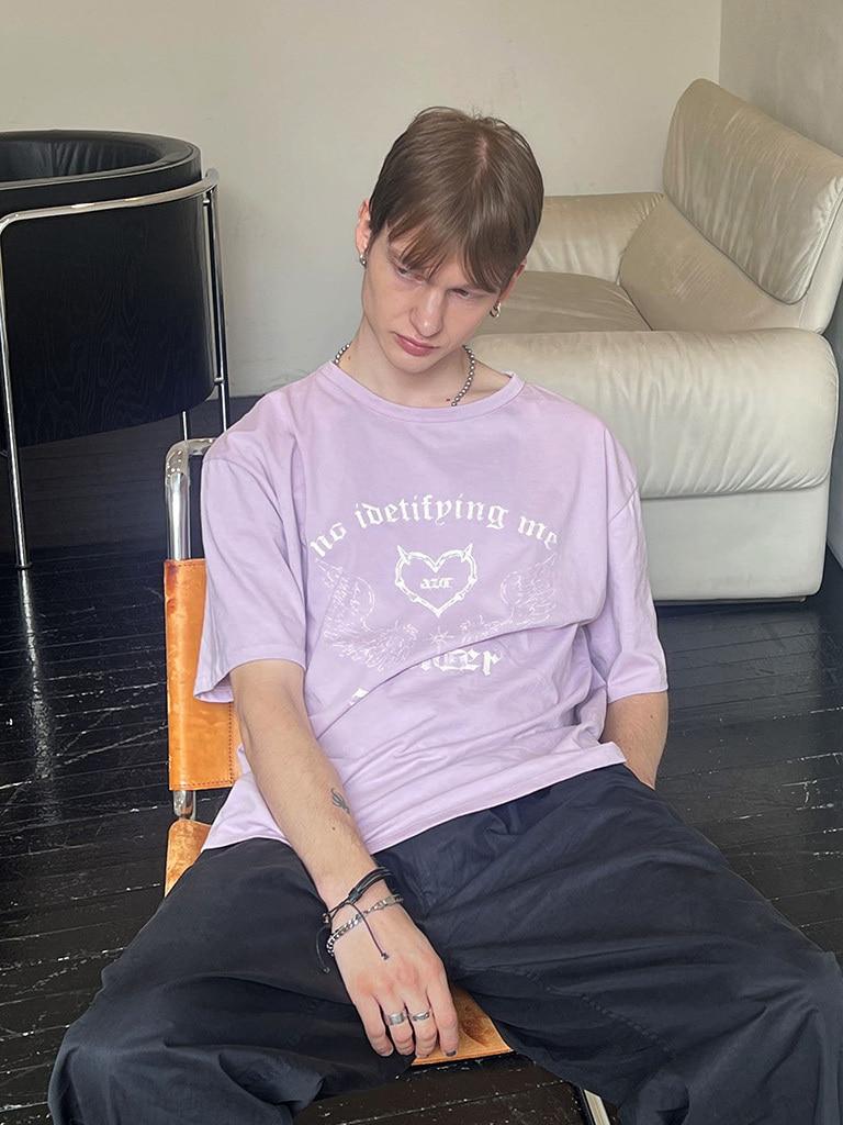 AZENDER Angel Oversized T-Shirt Lavender