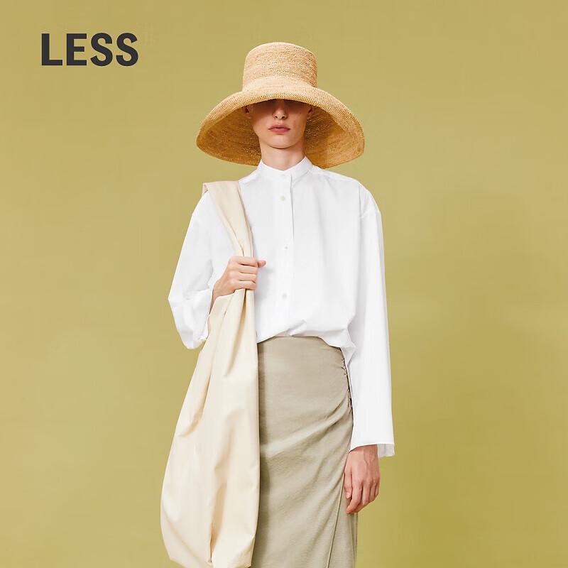 LESS Women s Stand-Collar Loose Fit Long Sleeve Shirt M
