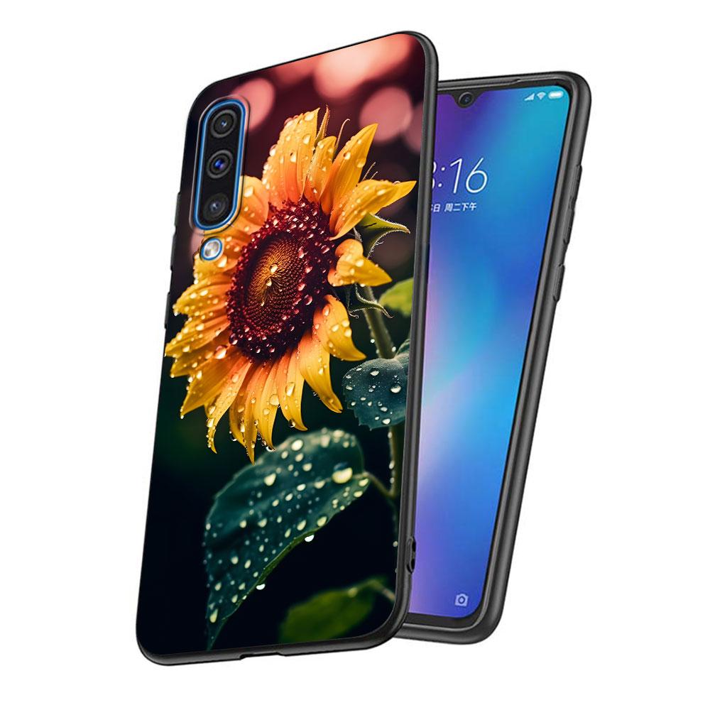 Summer Daisy Sunflower Floral Flower Case for Samsung Galaxy A10s A50 A50s A02s A03s A20 A30 A20e A70 A70s A20s A30s Black Cover